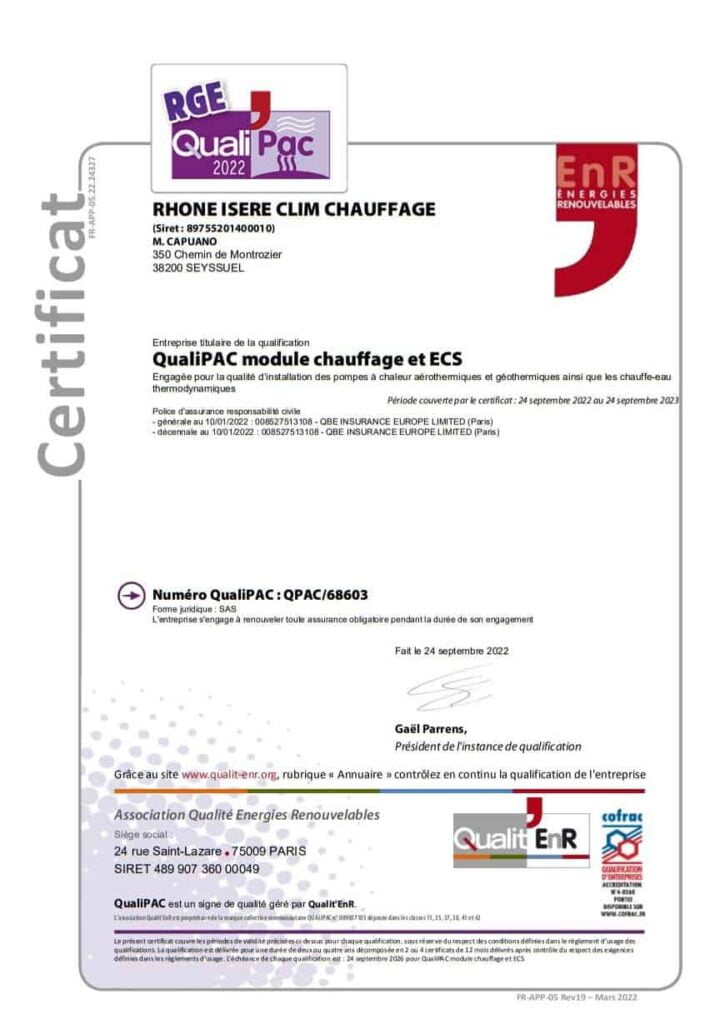 certificat qualipac